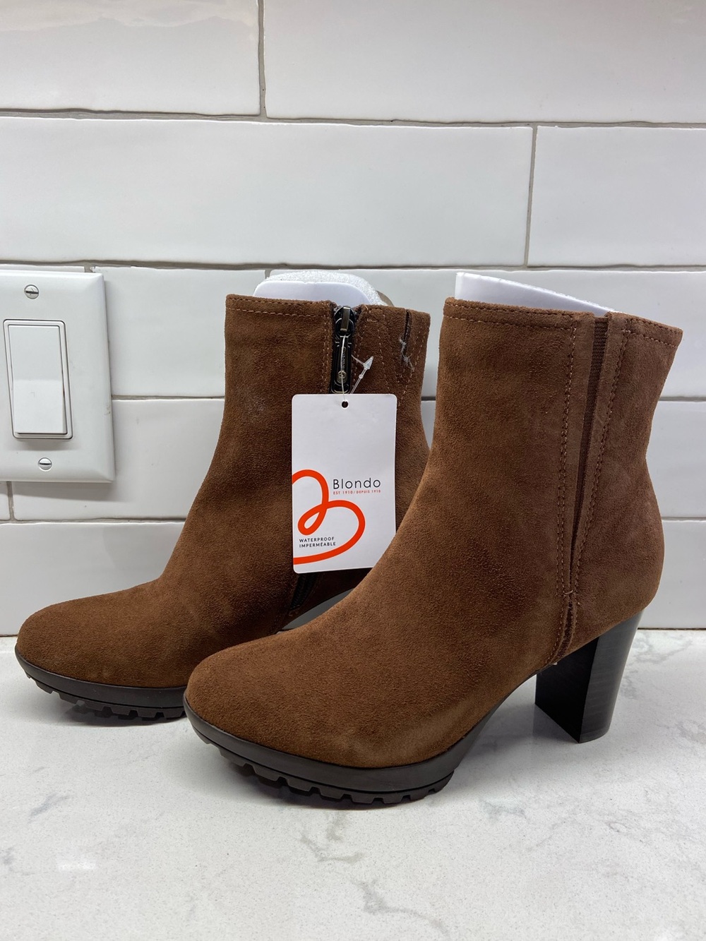 Chestnut Suede Ankle Boot Heels
